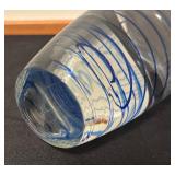 Glass Vase with Cobalt Blue Swirl Design