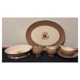 Flintridge China Serving Set with Platter, Bowl, Gravy Boat, Sugar Dish and Creamer