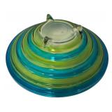 Painted Glass Ripple Footed Bowl