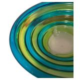 Painted Glass Ripple Footed Bowl