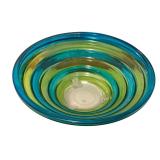 Painted Glass Ripple Footed Bowl