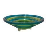 Painted Glass Ripple Footed Bowl