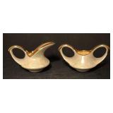 Vintage Pearl China Sugar Dish and Creamer Set with Gold Trim