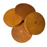 Set of 4 Mid-Century Coasters with Wood Trim