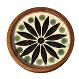 Set of 4 Mid-Century Coasters with Wood Trim