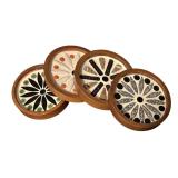Set of 4 Mid-Century Coasters with Wood Trim