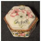 Set of 2 Porcelain Trinket Boxes with Floral Designs