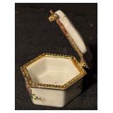 Set of 2 Porcelain Trinket Boxes with Floral Designs