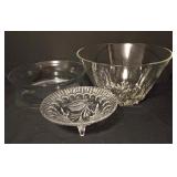 Set of 3 Vintage Crystal and Clear Glass Bowls