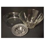 Set of 3 Vintage Crystal and Clear Glass Bowls