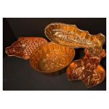 Collection of 4 Copper Molds - Fish, Lobster, Floral, and Grapes