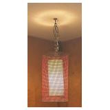 Mid Century Chain Hanging Lamp with Woven Shade