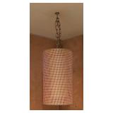 Mid Century Chain Hanging Lamp with Woven Shade