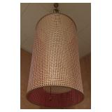 Mid Century Chain Hanging Lamp with Woven Shade