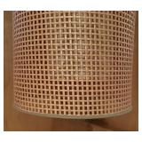 Mid Century Chain Hanging Lamp with Woven Shade