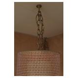Mid Century Chain Hanging Lamp with Woven Shade