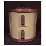 Vintage Lazy Susan Canister Set with Coffee, Tea, Sugar, and Flour Labels