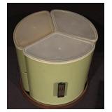 Vintage Lazy Susan Canister Set with Coffee, Tea, Sugar, and Flour Labels