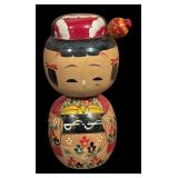 Pair of Vintage Hand-Painted Kokeshi Doll Bookends
