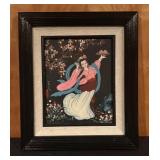 Framed Asian Style Print of Woman with Blossoms