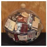 Collection of Vintage Matchbooks in Clear Globe Container