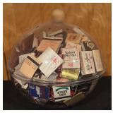 Collection of Vintage Matchbooks in Clear Globe Container