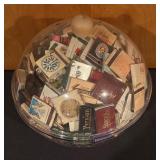Collection of Vintage Matchbooks in Clear Globe Container