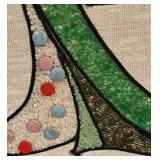 Vintage Asian Style Wall Art with Stone and Beaded Accents