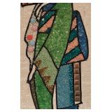 Vintage Asian Style Wall Art with Stone and Beaded Accents