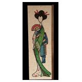 Vintage Asian Style Wall Art with Stone and Beaded Accents
