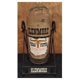 Vintage Glenmore Texas Fifth Bottle with Metal Stand and Cowboy Hat Topper