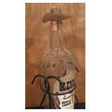 Vintage Glenmore Texas Fifth Bottle with Metal Stand and Cowboy Hat Topper