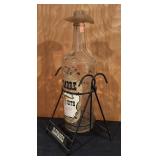Vintage Glenmore Texas Fifth Bottle with Metal Stand and Cowboy Hat Topper