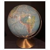 Vintage Rand McNally World Portrait Globe with Brass Base