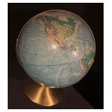 Vintage Rand McNally World Portrait Globe with Brass Base
