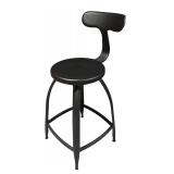 Black Metal Stool with Backrest
