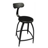 Black Metal Stool with Backrest