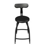 Black Metal Stool with Backrest