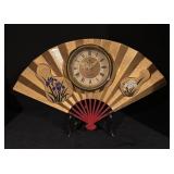 Vintage HSIN YIH Quartz Fan Clock with Floral Design