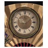 Vintage HSIN YIH Quartz Fan Clock with Floral Design