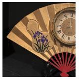 Vintage HSIN YIH Quartz Fan Clock with Floral Design