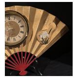 Vintage HSIN YIH Quartz Fan Clock with Floral Design