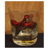 Set of 6 Vintage Low Ball Glasses with Pheasant Design