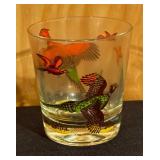 Set of 6 Vintage Low Ball Glasses with Pheasant Design