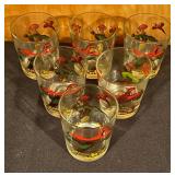 Set of 6 Vintage Low Ball Glasses with Pheasant Design