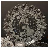 Assorted Vintage Crystal and Clear Glass Platter, Dishes and Candle Holders Collection