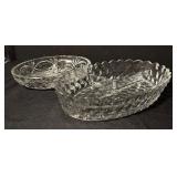 Assorted Vintage Crystal and Clear Glass Platter, Dishes and Candle Holders Collection
