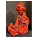 Pair of Vintage Universal Red Asian Style Statues