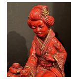 Pair of Vintage Universal Red Asian Style Statues