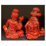 Pair of Vintage Universal Red Asian Style Statues